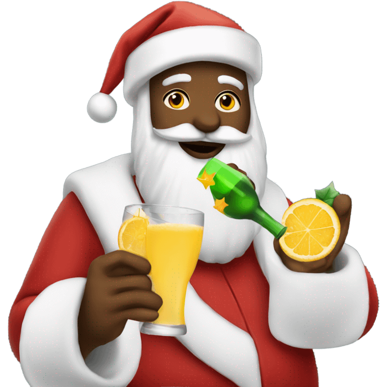 Santa drinking mimosas on Christmas  emoji