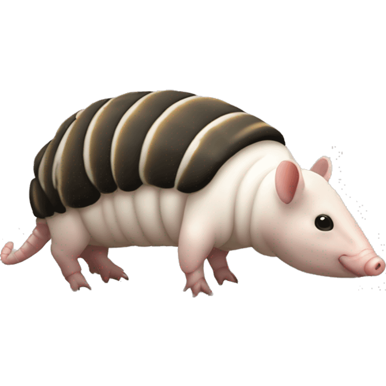 Black and white piebald chubby armadillo pig panda centipede armadillo  emoji