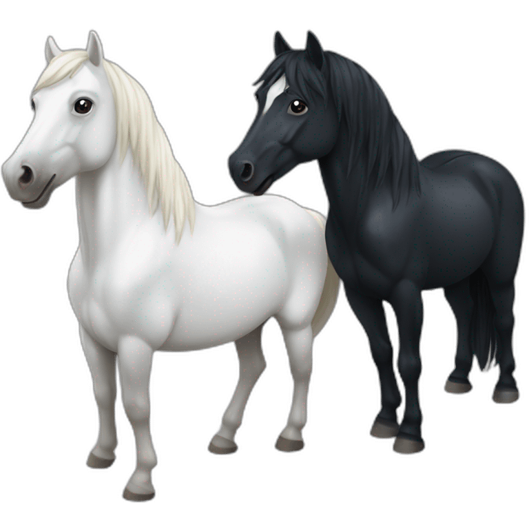 black horse and  white horse emoji