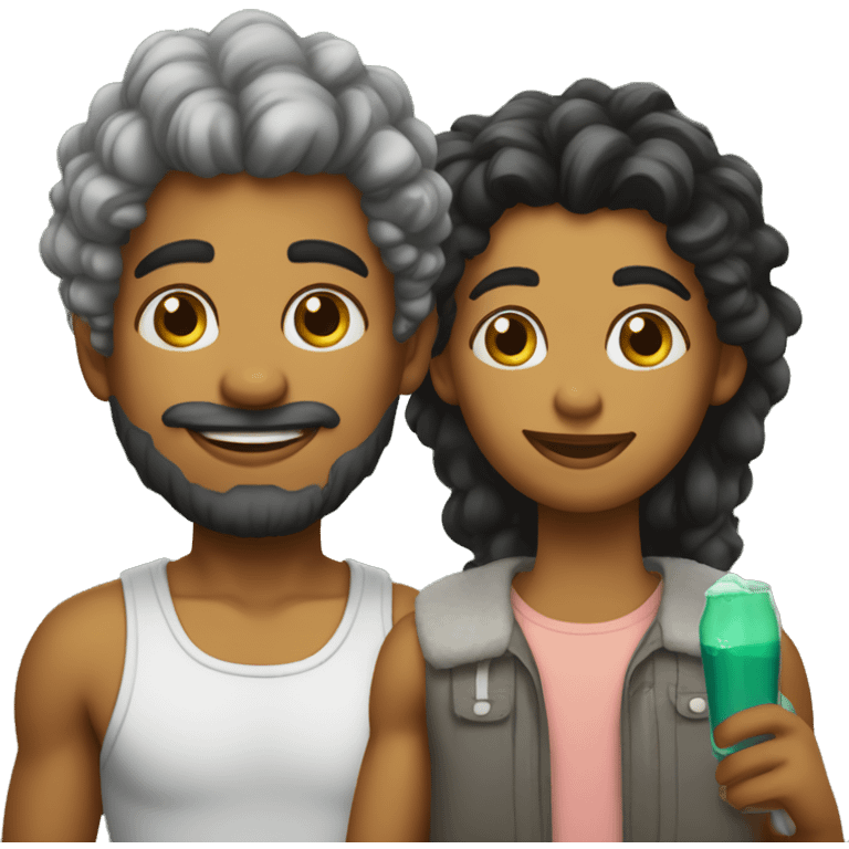 Pai negro com cabelo batido e dois filhos emoji