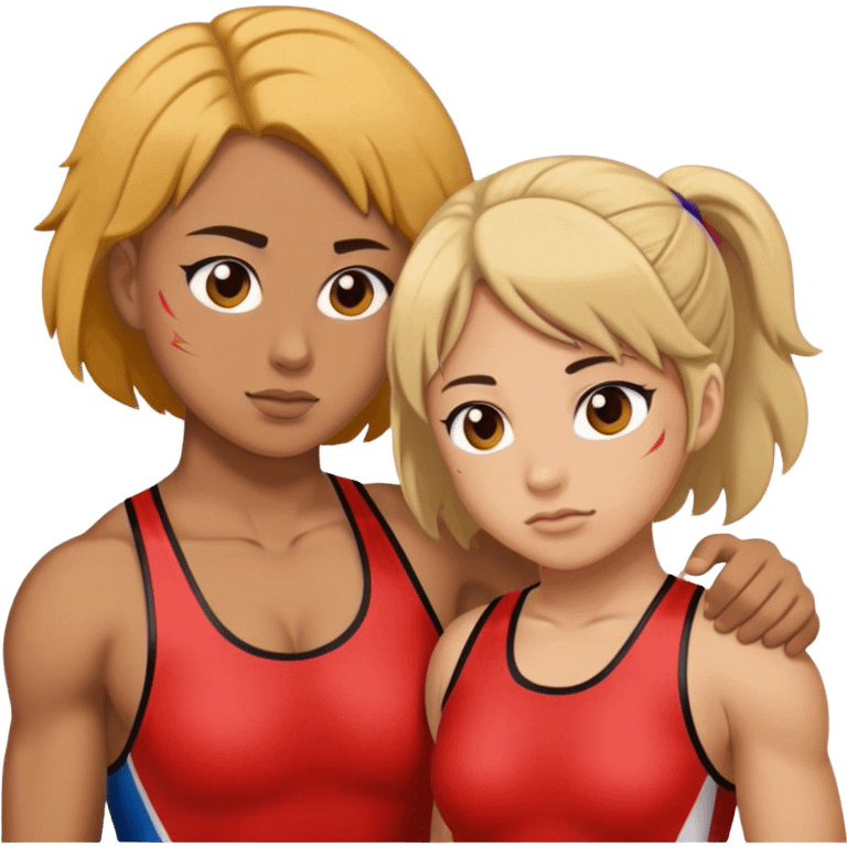 Girl wrestler with coach emoji