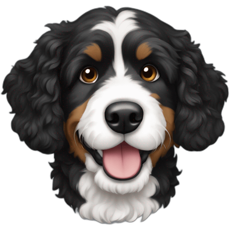 Black and white bernedoodle dog emoji