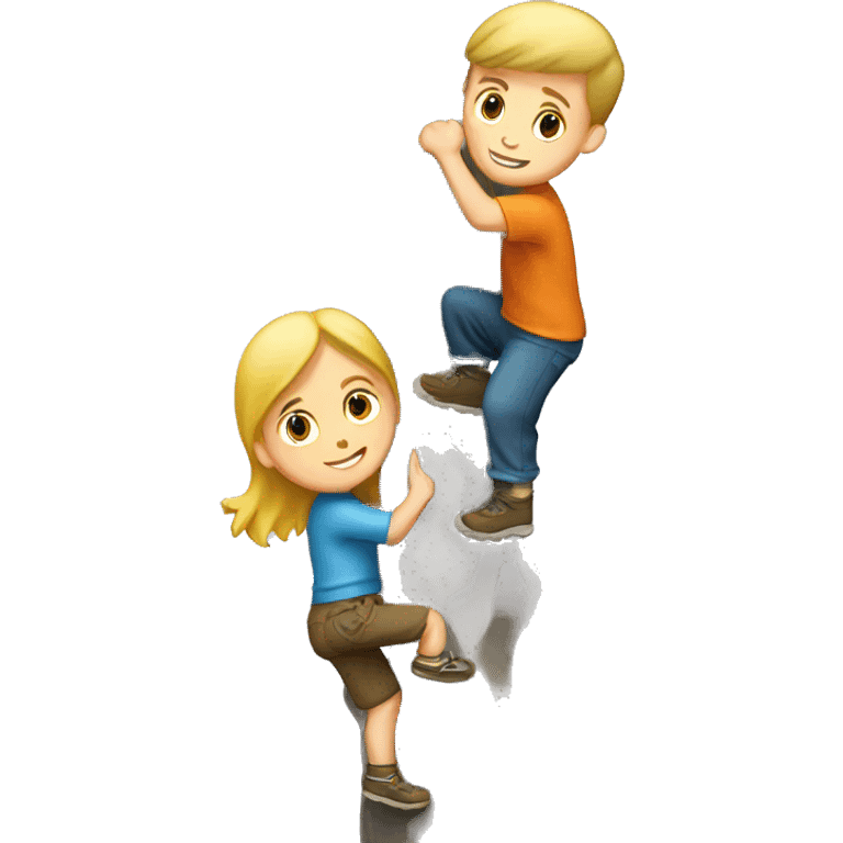 white boy and white girl climbing emoji