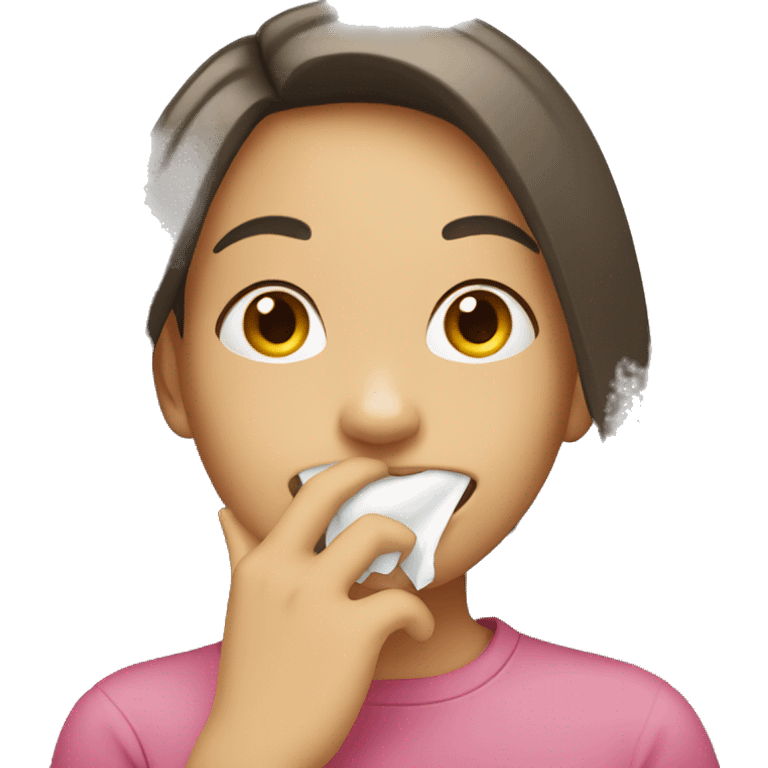 Girl smiling while covering mouth emoji