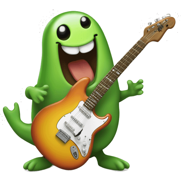 Happy slimy slug playing electric guitar emoji