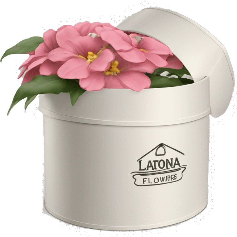 latona flowers hat box with latona logo emoji