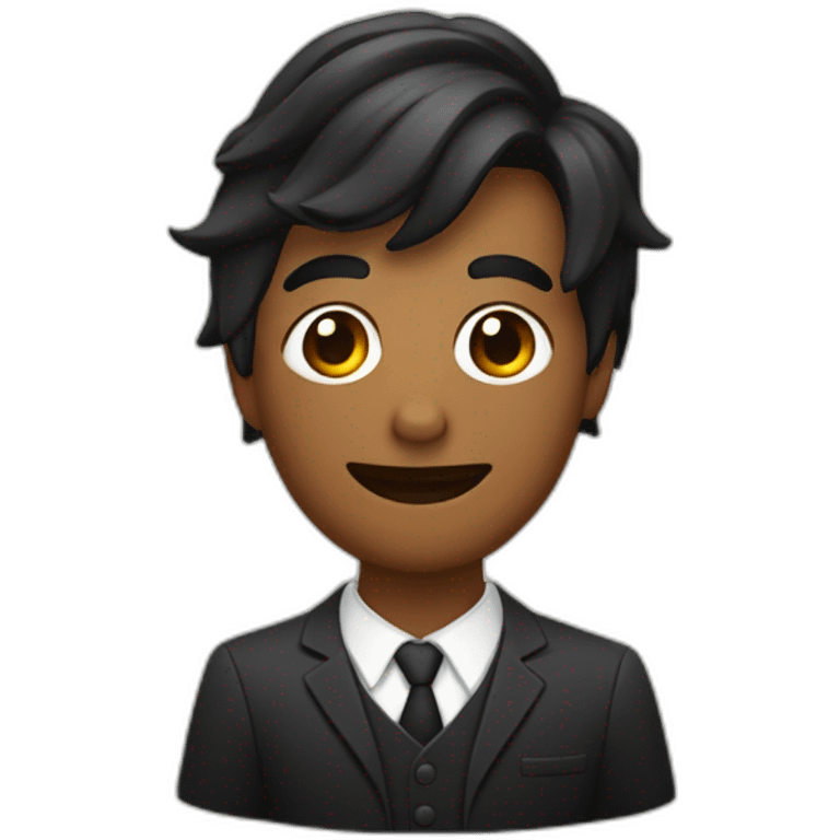 Chico con traje negro y calabaza en la cabeza emoji