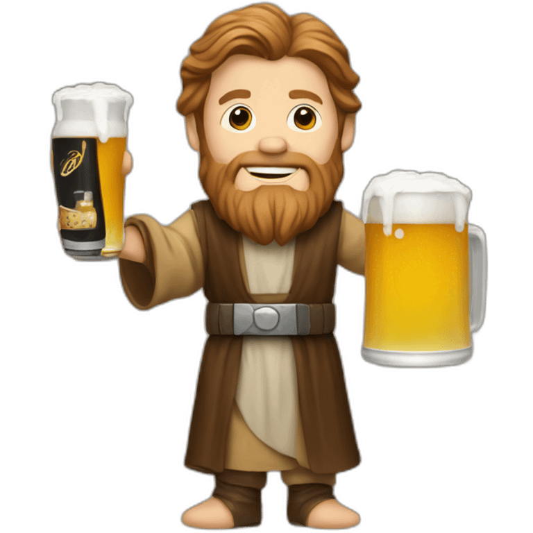 obiwan holding a beer and a computer emoji