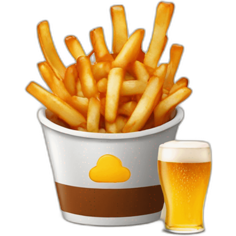 Poutine avec une bière emoji