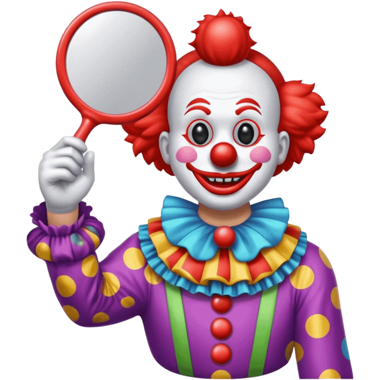 Clown holding hand mirror emoji