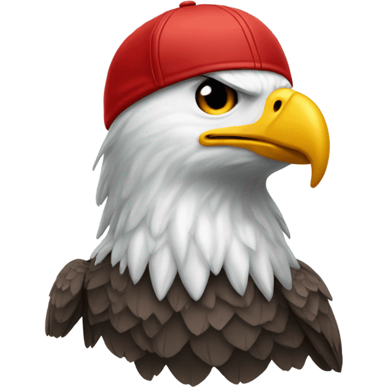 bald eagle wearing a red baseball cap emoji