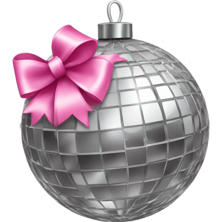 mirrorball with pink bow laying on top of it emoji