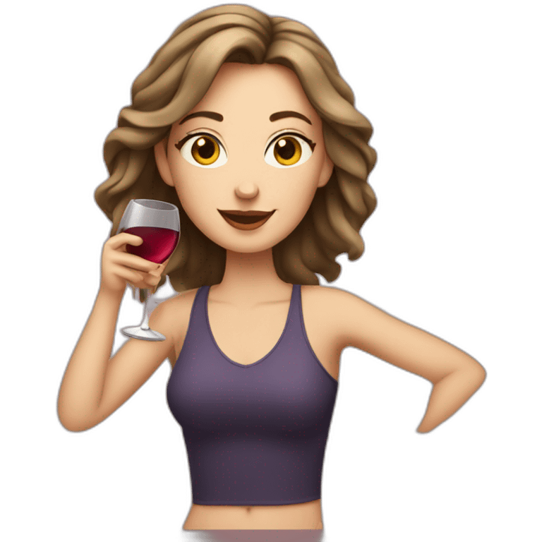 Relaxed white girl after work drinking wine emoji