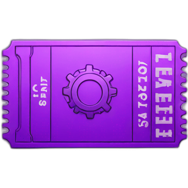 Purple ticket with a gear in the middle emoji