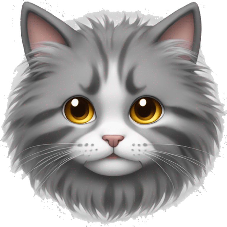 Draw a cat face with fluffy hair emoji