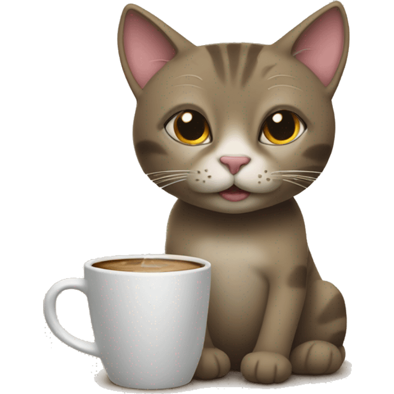 A cat drinks coffee emoji