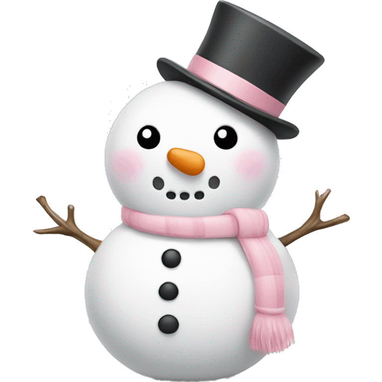 Cute white and light pink snowman emoji