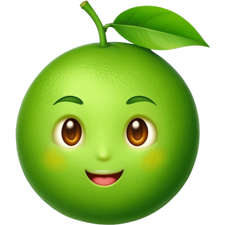 a lime with cute face emoji