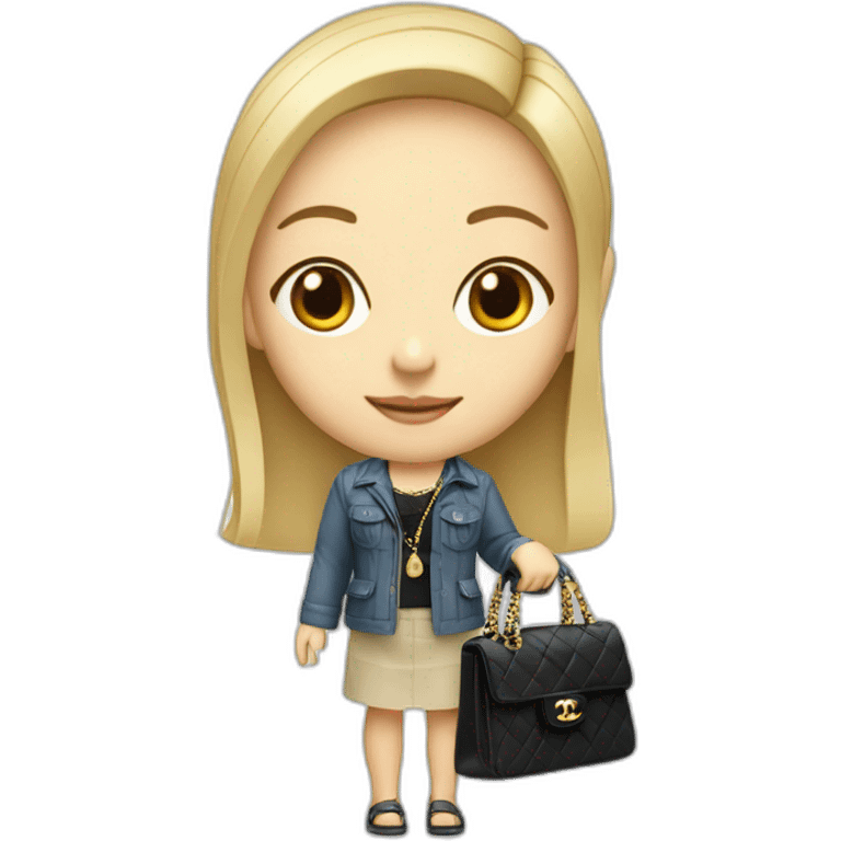 Blonde Asian girl who is a software engineer with Birkin bag and Chanel necklace emoji