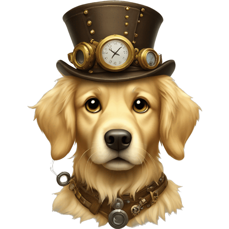 Golden retriever steam punk dog emoji