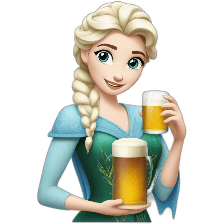 Elsa avec une bière  emoji