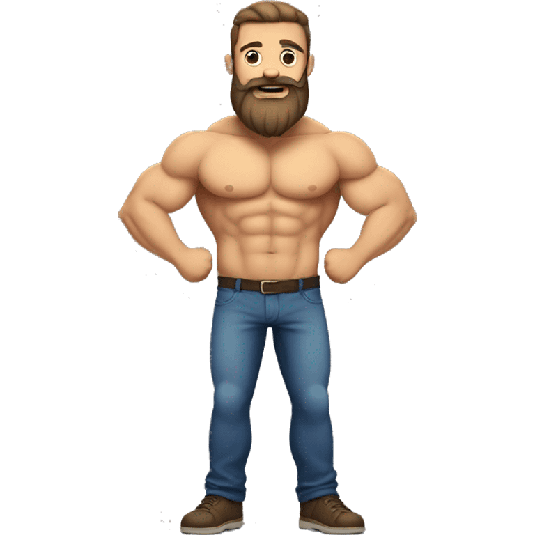 strong dad with beard showing muscles full body emoji