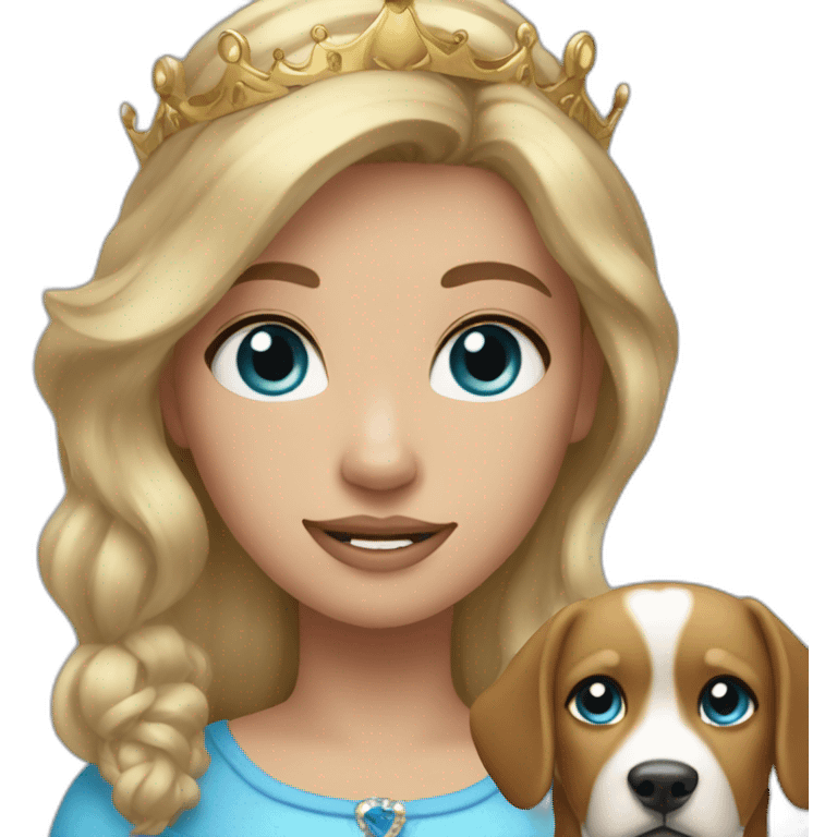 girl dark blonde hair blue eyes crown and a dog emoji