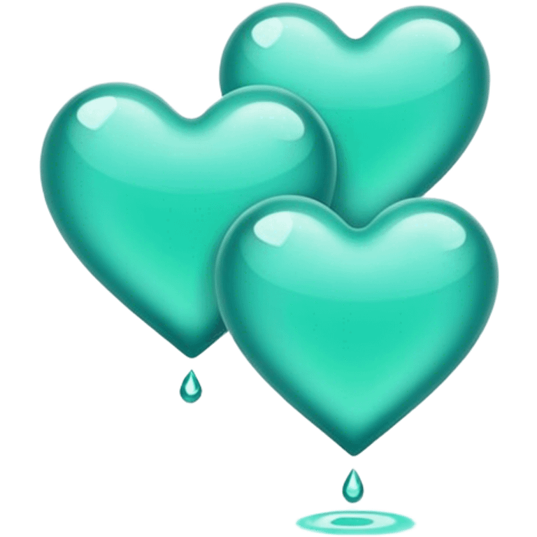 Floating aqua green hearts emoji