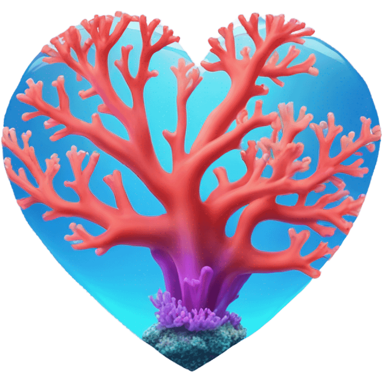 Colorful ocean Coral reef in a the shape of a heart emoji