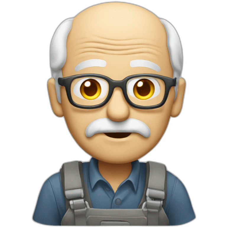 Crazy old man working in techical support emoji