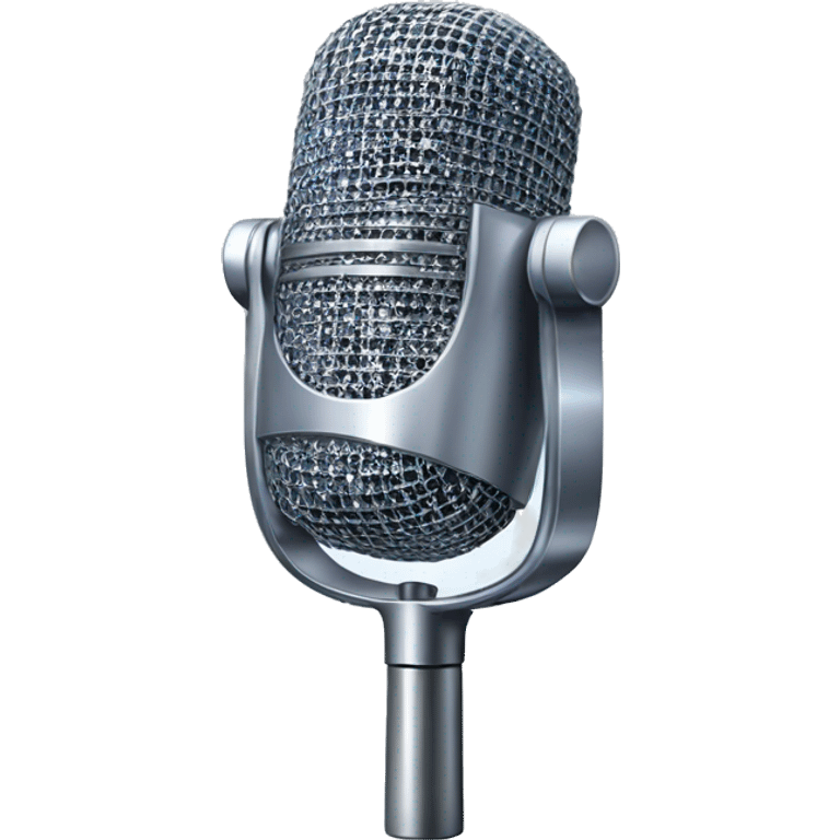 Realistic isolated gradient silver holographic microphone sparkles emoji