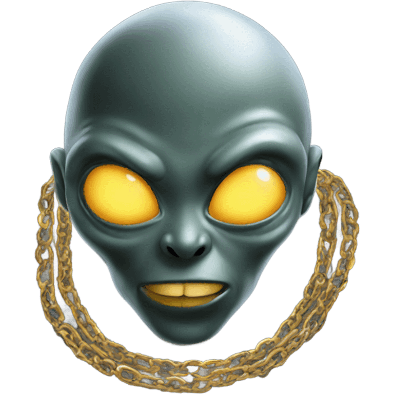 alien with gold chain smoke emoji