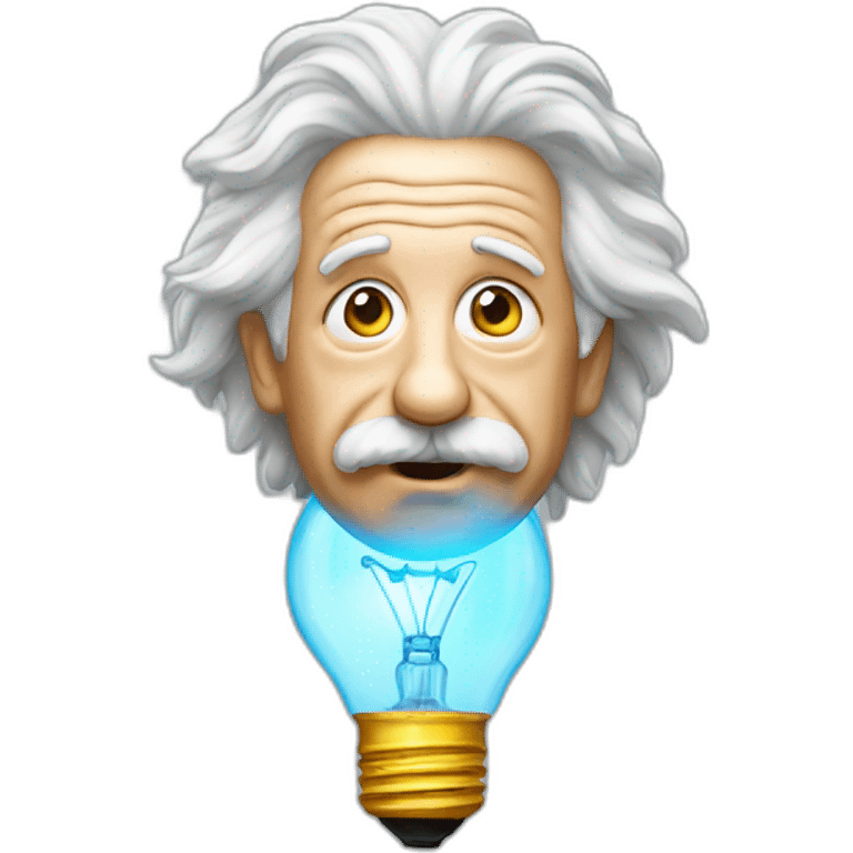 Einstein with a light bulb on top of his head emoji