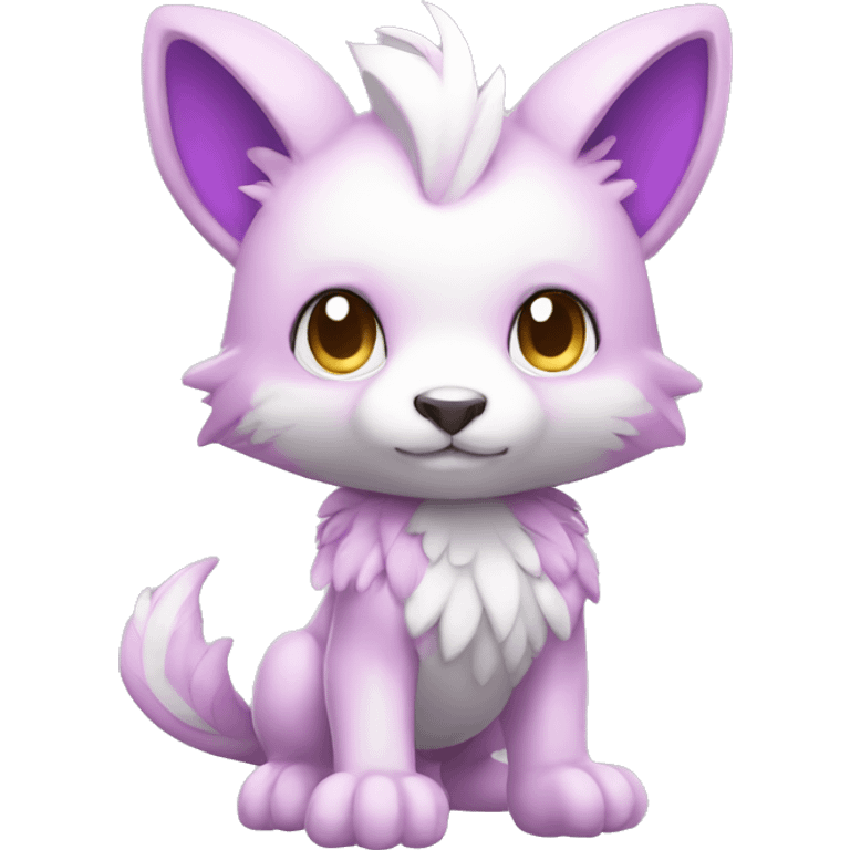 Cute cool white purple pink animal hybrid Fakemon full body emoji