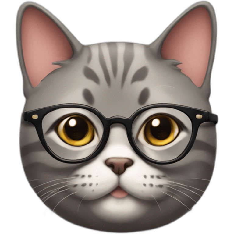 British tubby cat in glasses emoji