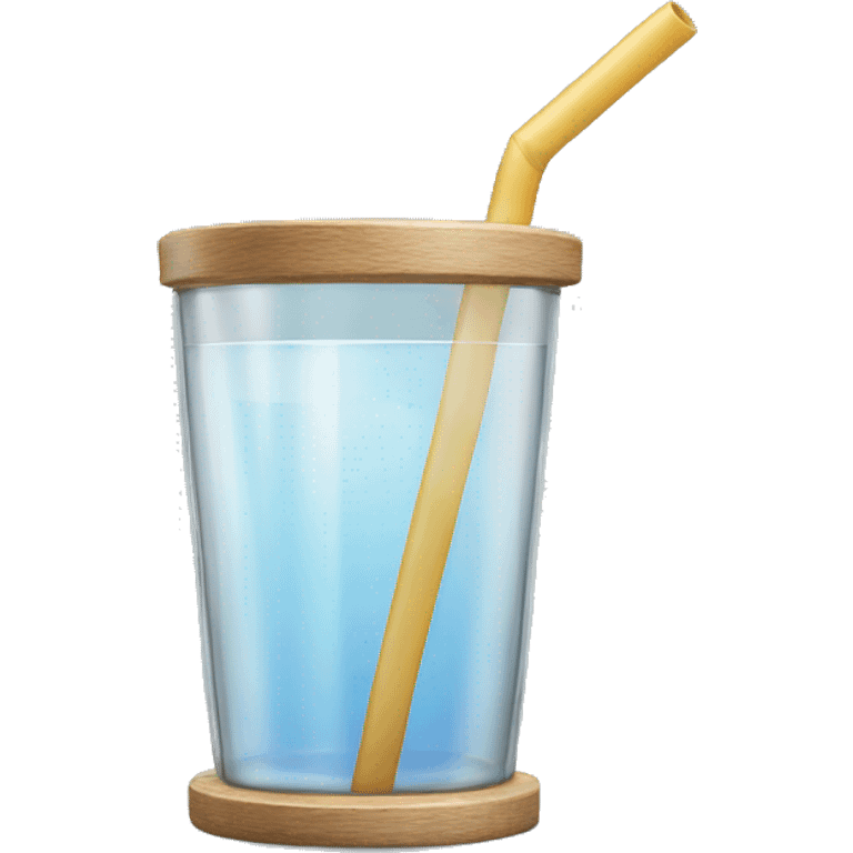 glass with wood lid and straw emoji