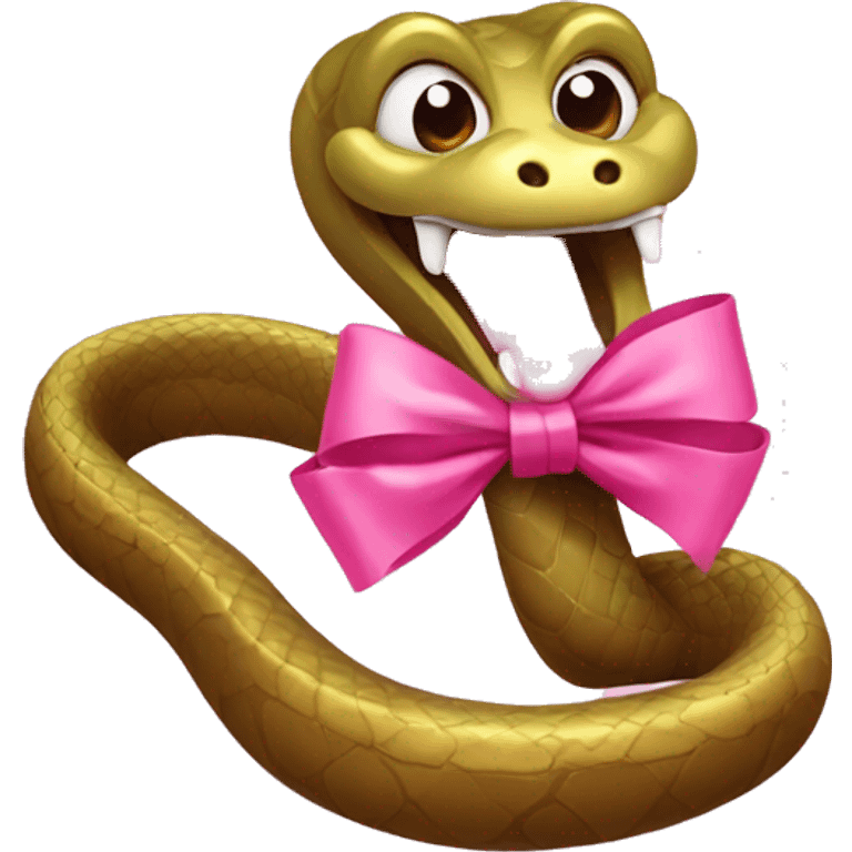 Snake with a pink bow eating chocolate  emoji