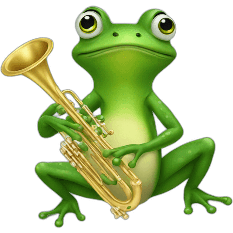 Frog playing trumpet emoji