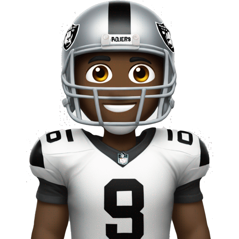 man wearing oakland raiders nfl football helmet and jersey emoji