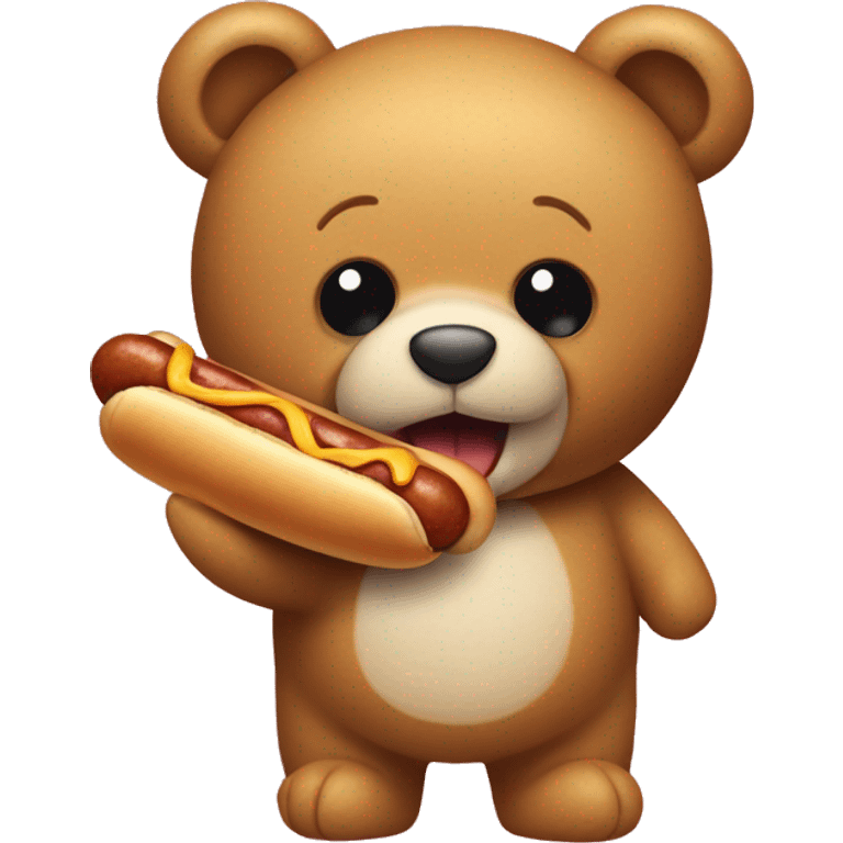 Teddy bear eating a hotdog emoji