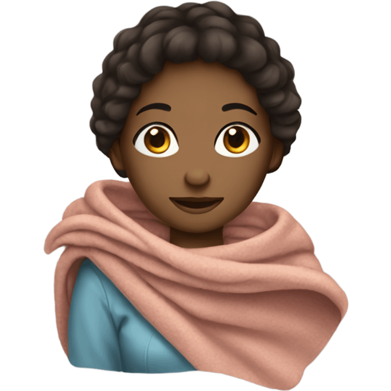 brunette girl with blanket emoji