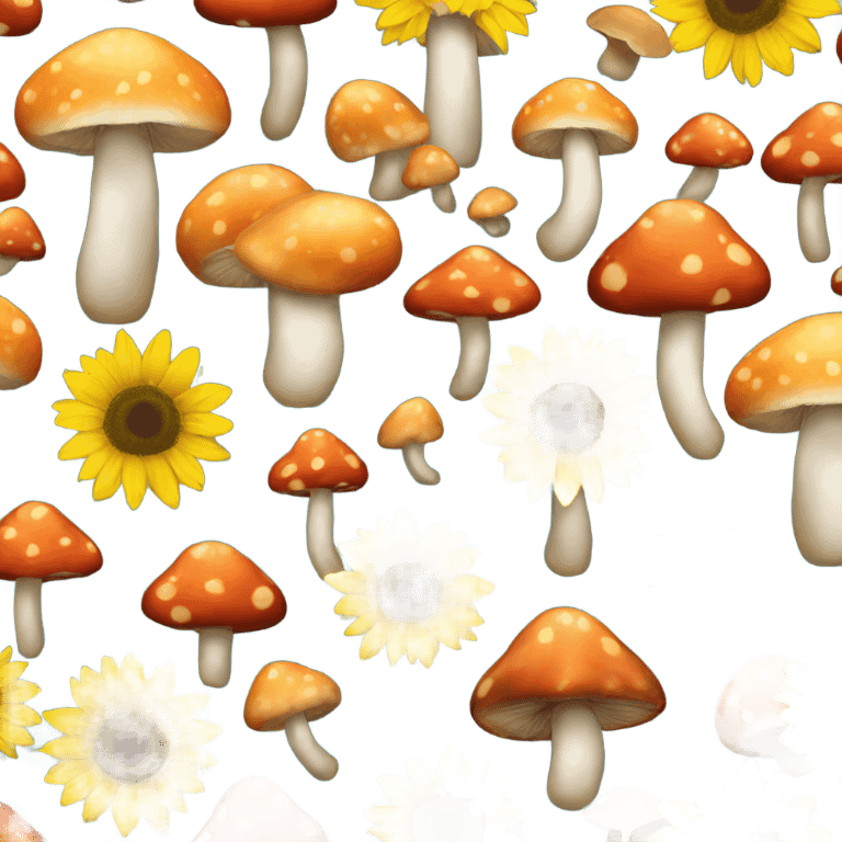 Mushrooms with sunflowers emoji