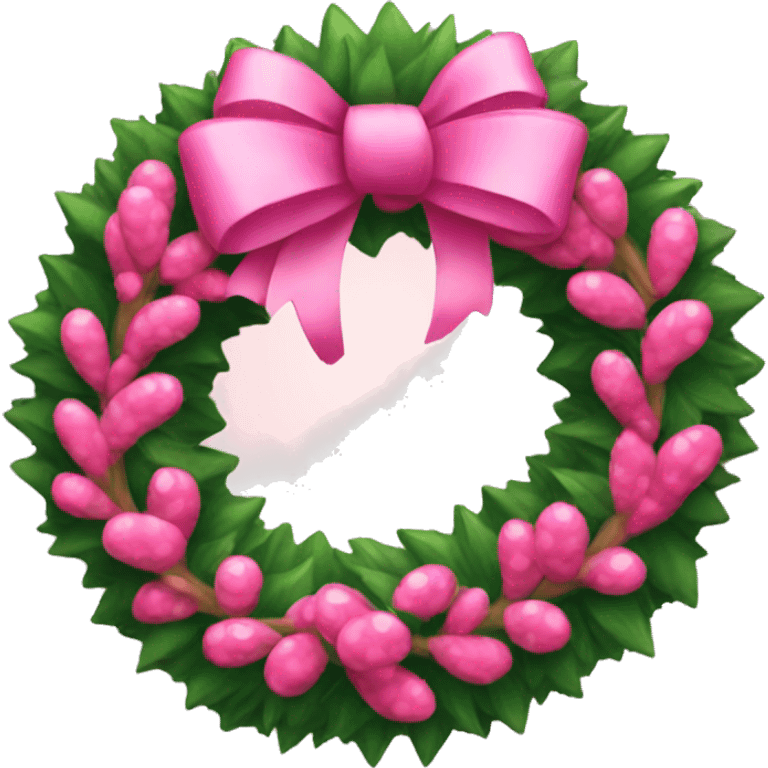 Pink Christmas wreath emoji