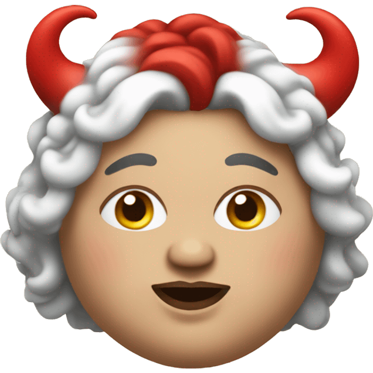 Extremely fat trans person in red horns costume emoji