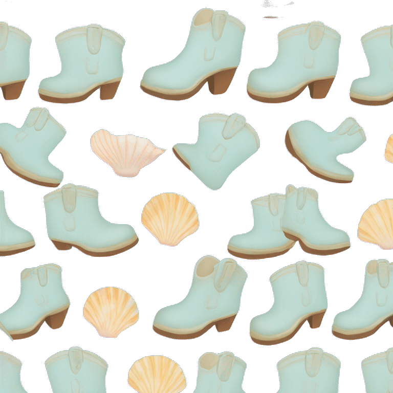 baby blue cowgirl boots with seashell print emoji