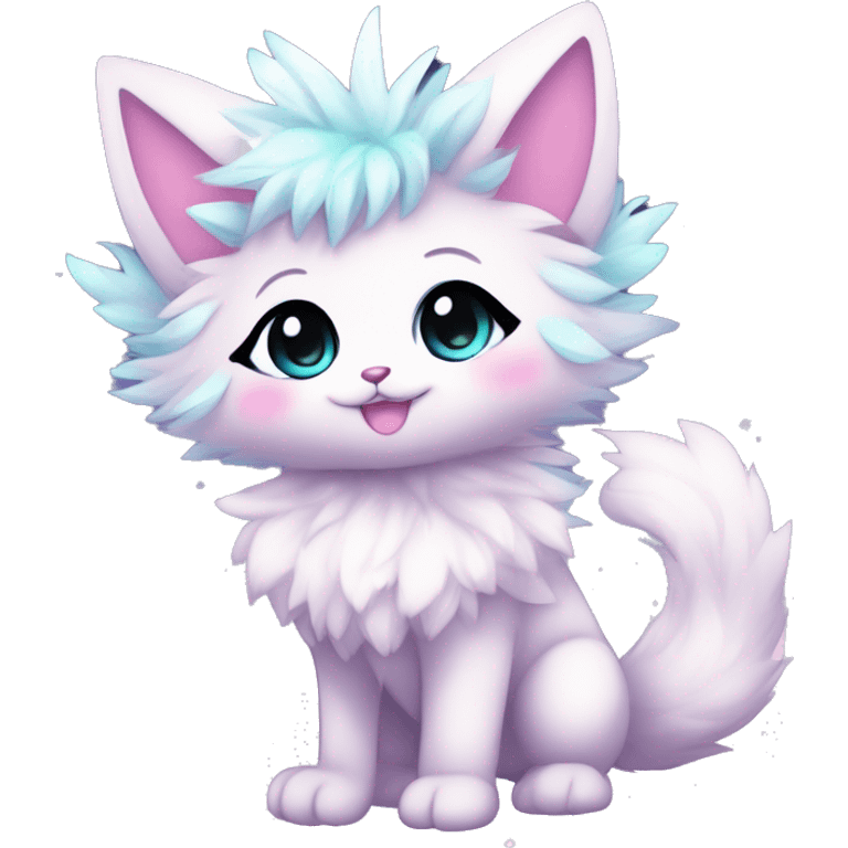 Anthro Cute Fluffy Gorgeous Magical Petite Shiny Colorful Pastel Glitter Sparkle Stars Anime Chibi Fantasy-Animal-Fakémon-Pokémon-Hybrid Fur Sona Aesthetic Trending Style Full Body emoji