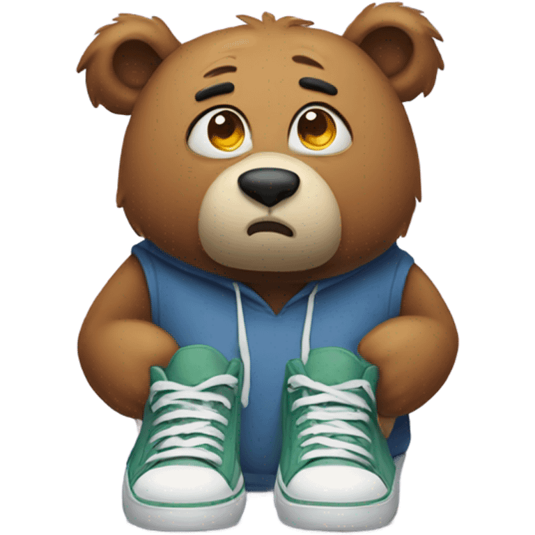 Sad bear wearing shoes emoji