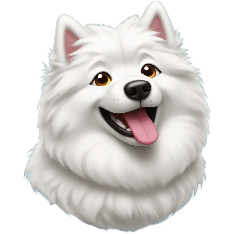 Playful Samoyed dog with tongue out emoji