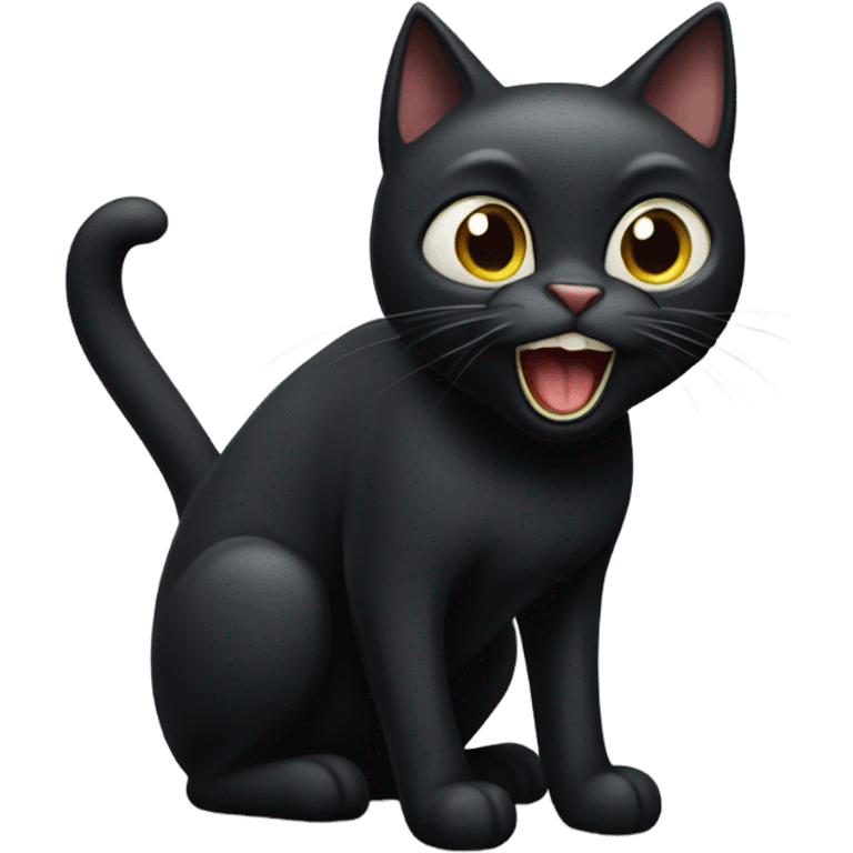 Black cat shouting loudly emoji