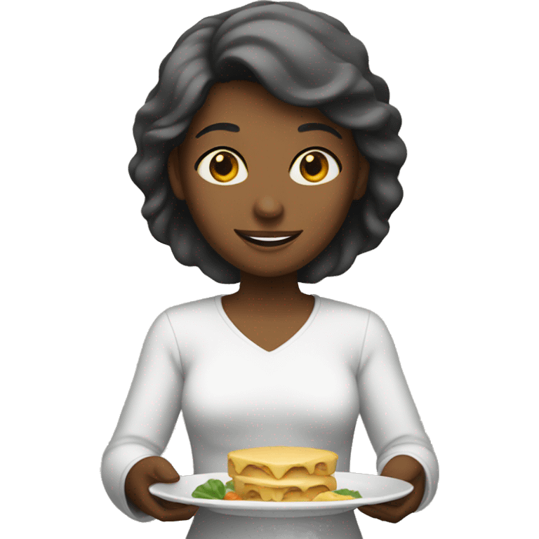 woman holding plate emoji